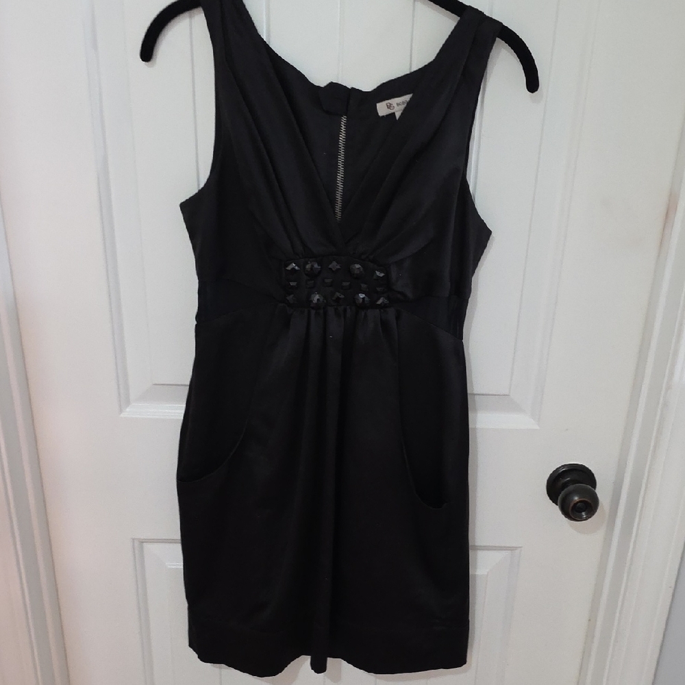 BCBGeneration Black Mini Dress with Embellished Waist